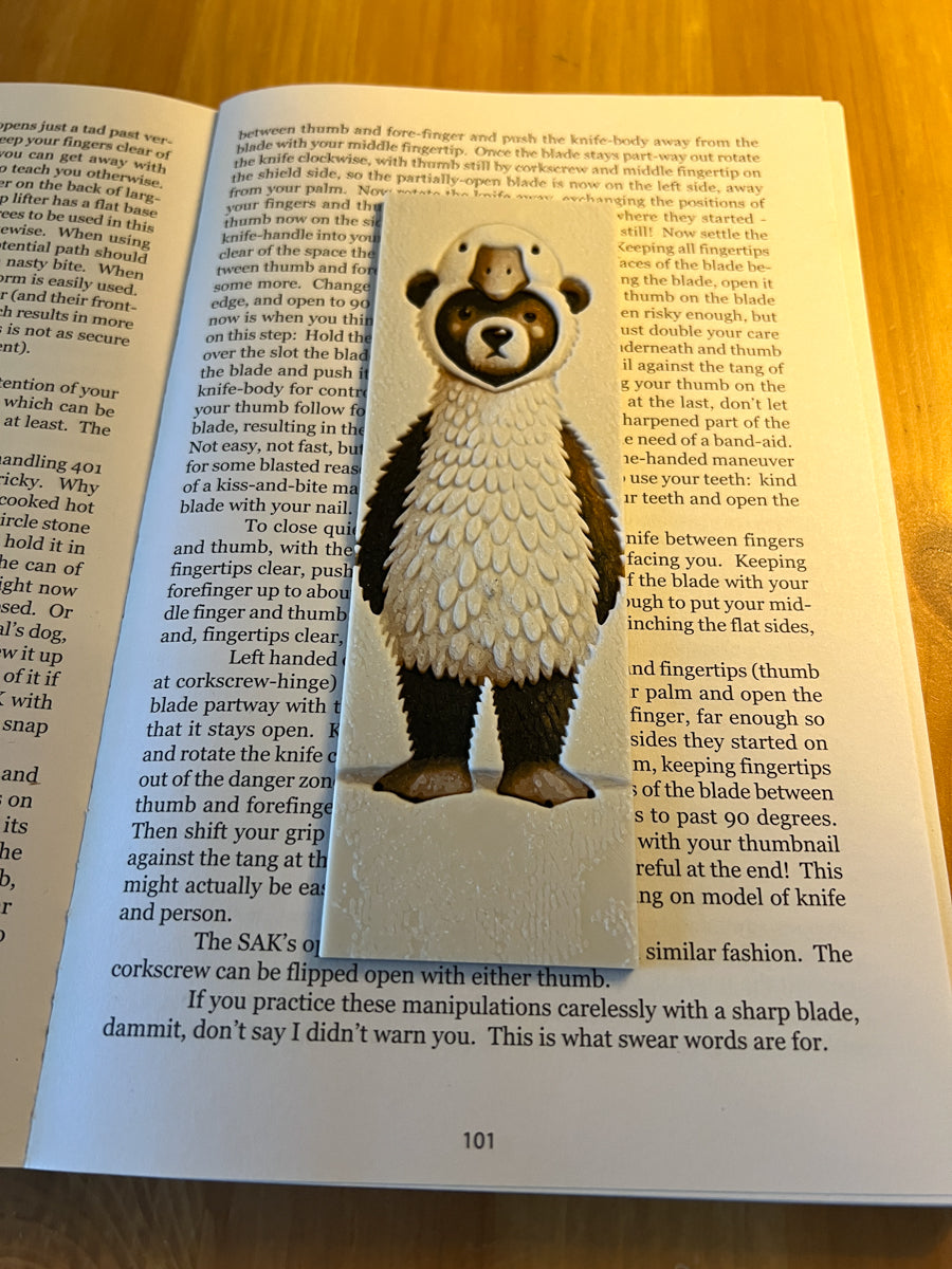 Bear in Duck Hoodie Bookmark