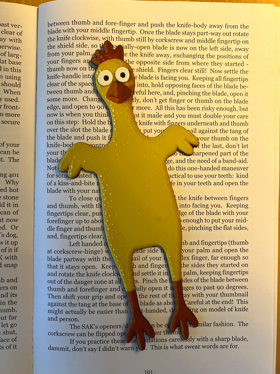 Flattened Rubber Chicken Style Bookmark