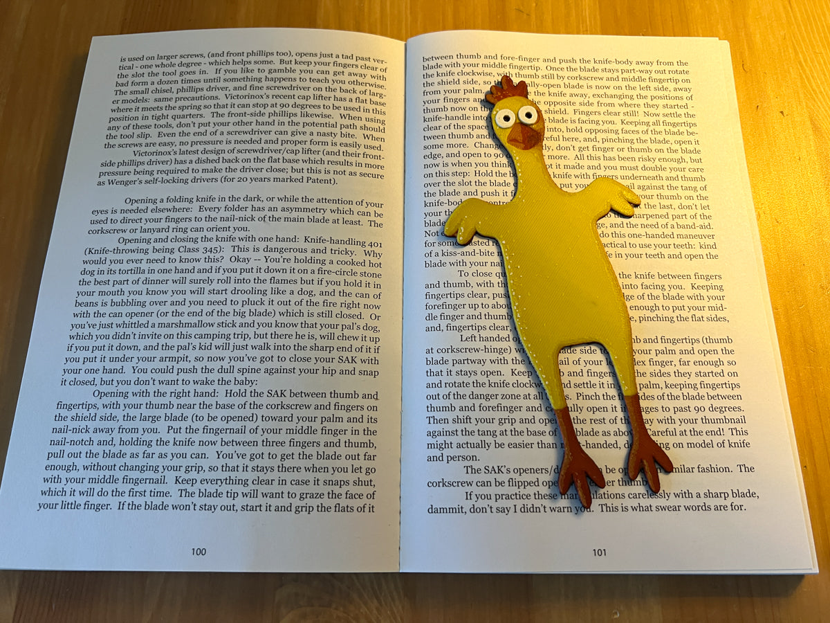 Flattened Rubber Chicken Style Bookmark