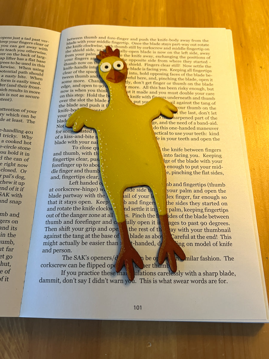 Flattened Rubber Chicken Style Bookmark