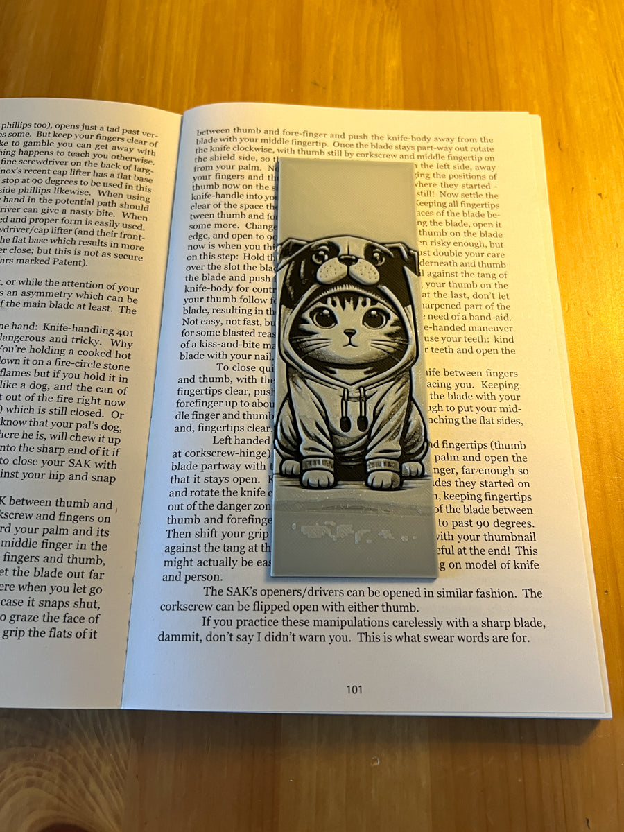 Cat in Dog Hoodie Bookmark Design 1