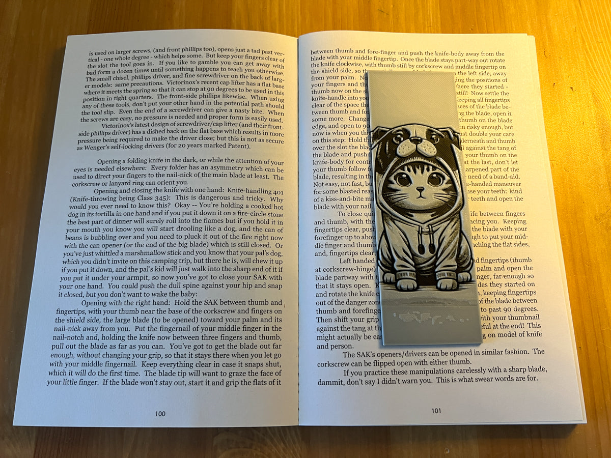Cat in Dog Hoodie Bookmark Design 1