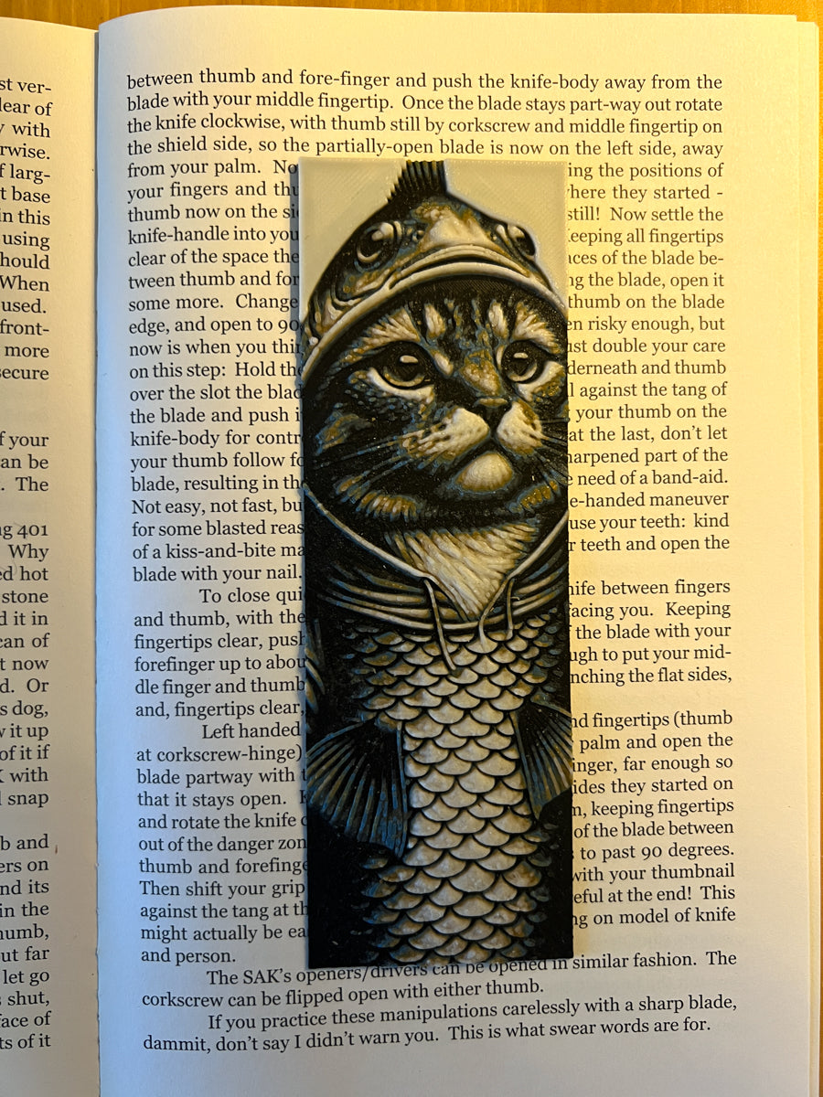 Cat in Fish Hoodie Bookmark