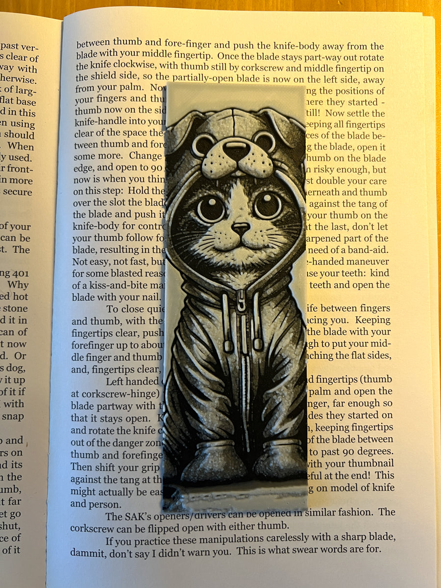 Cat in Dog Hoodie Bookmark Design 2