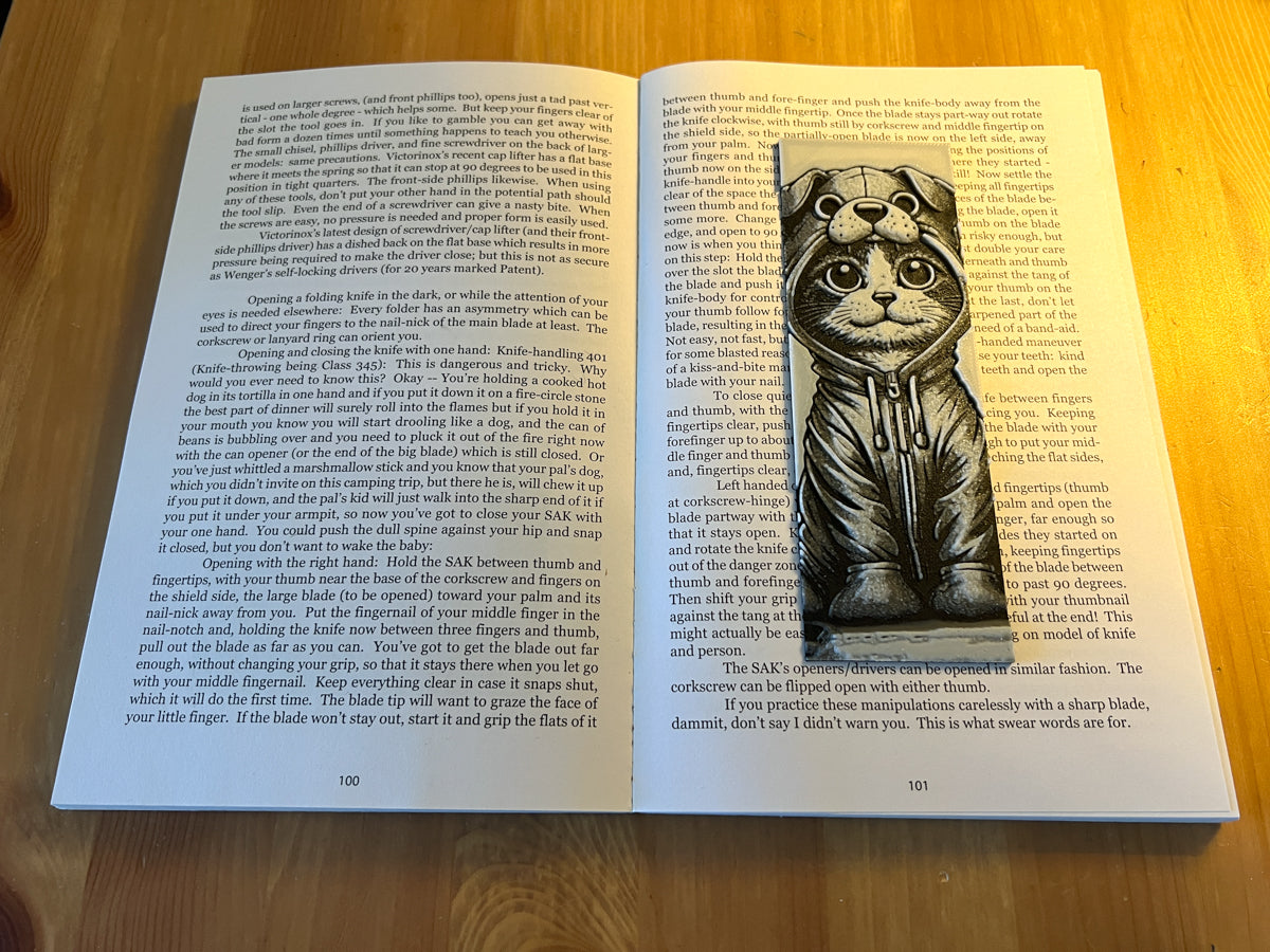 Cat in Dog Hoodie Bookmark Design 2