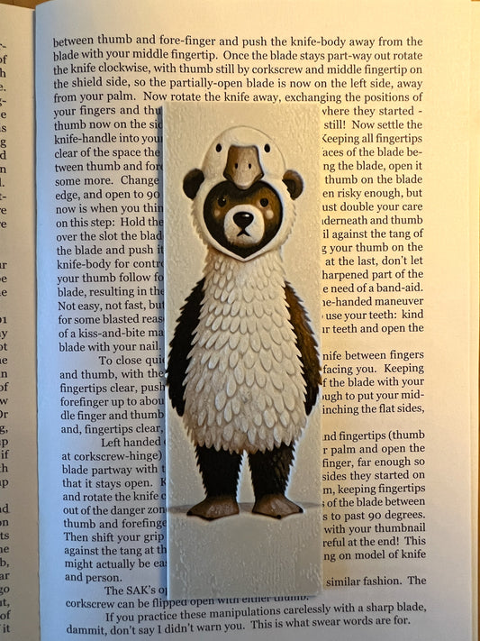 Bear in Duck Hoodie Bookmark