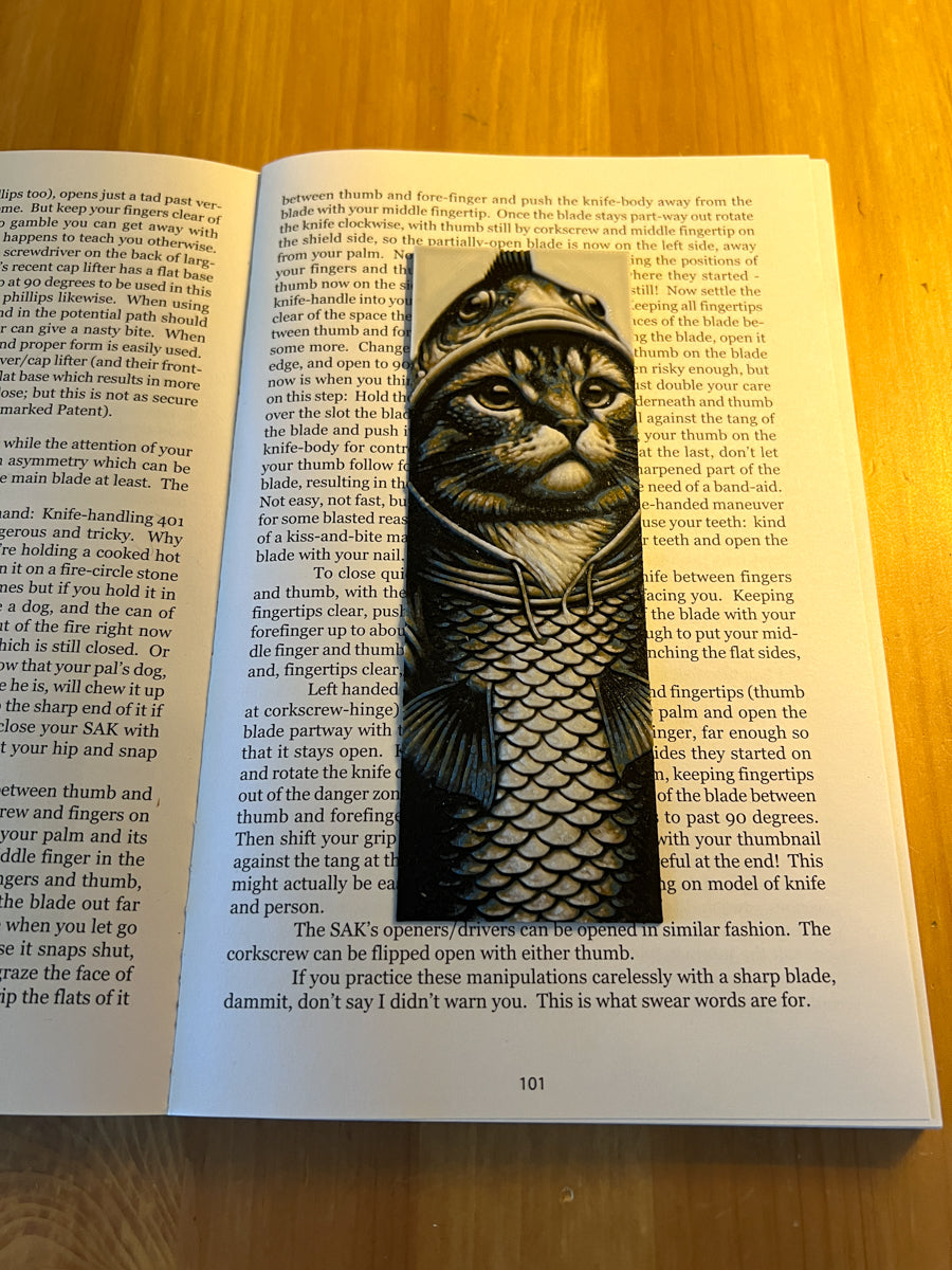 Cat in Fish Hoodie Bookmark