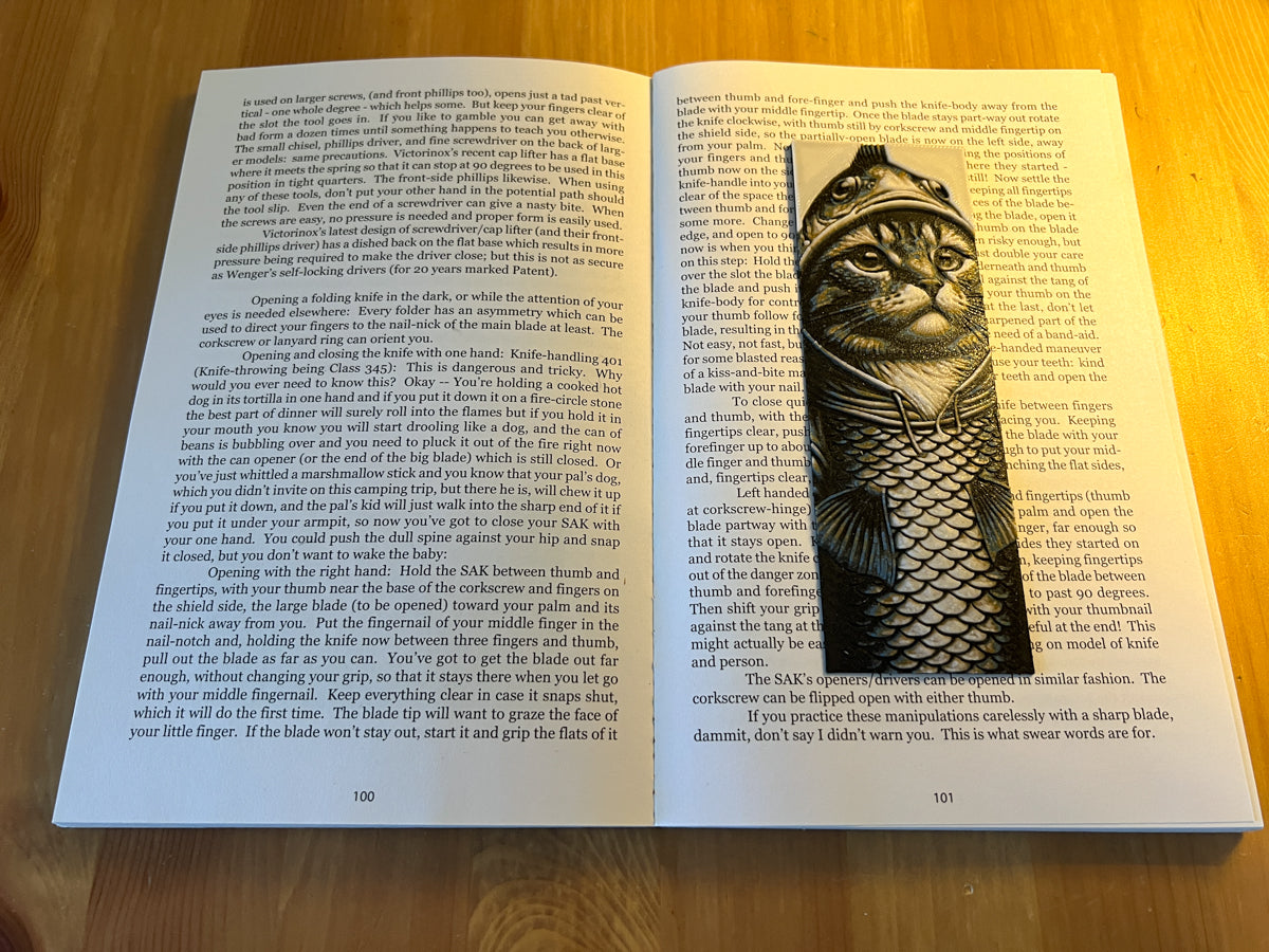 Cat in Fish Hoodie Bookmark